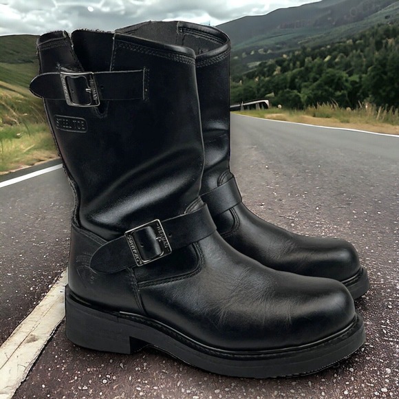 Herman Survivors Boots Motorcycle Trooper Engineer Buckle Steel Toe Mens Size 8 main image 12